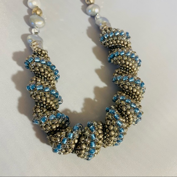 Silver, Pearl  and Crystal Necklace - Picture 2 of 3